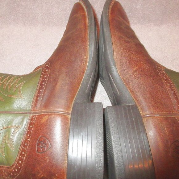Ariat Sport Wide Square Toe Cowboy Boots Mens 12 D Green Leather Cowboy Botas - Picture 9 of 14